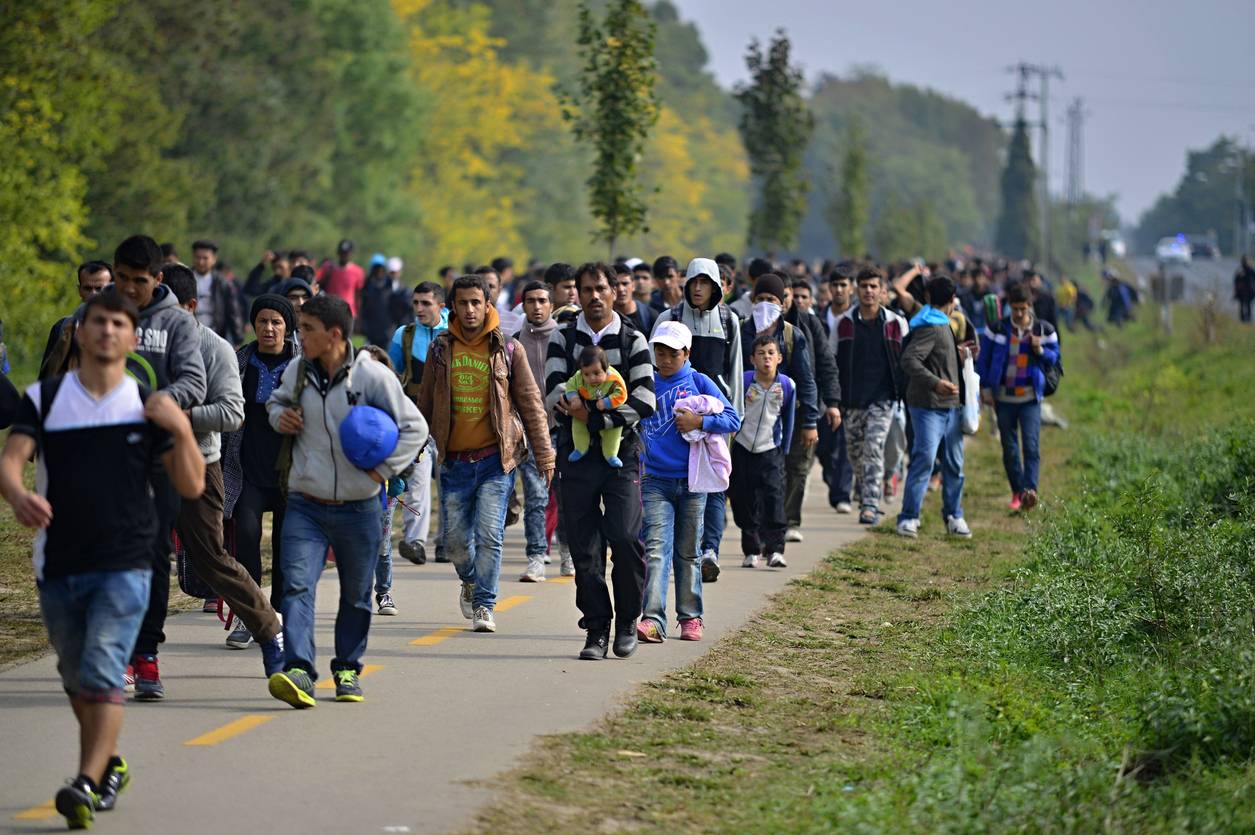 Refugees leaving Hungary